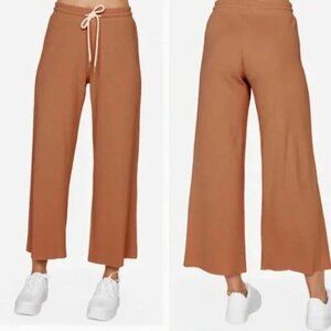Mate The Label Brown Thermal Knit Organic Cotton Wide Leg Pants